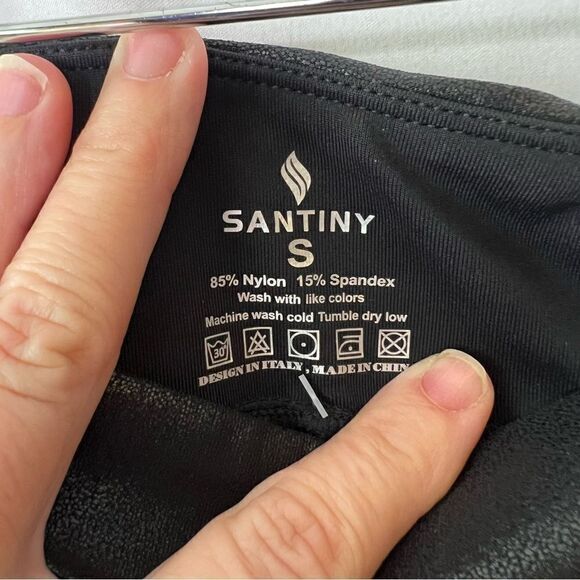 Santiny Womens S Faux Vegan Leather Leggings NWT - Picture 6 of 8